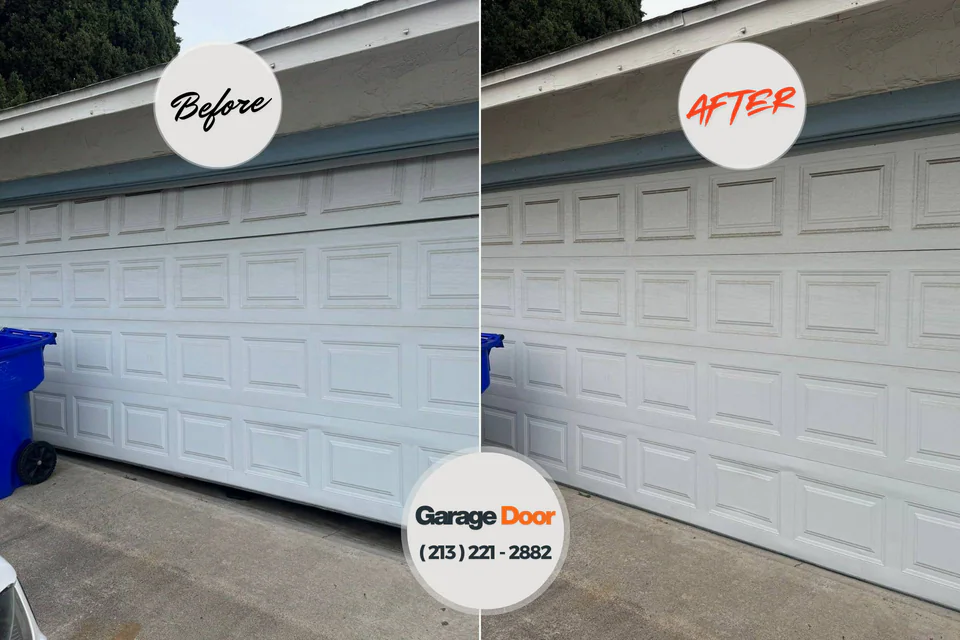 Before and after: Garage Door Emergency Repair Preston, TX